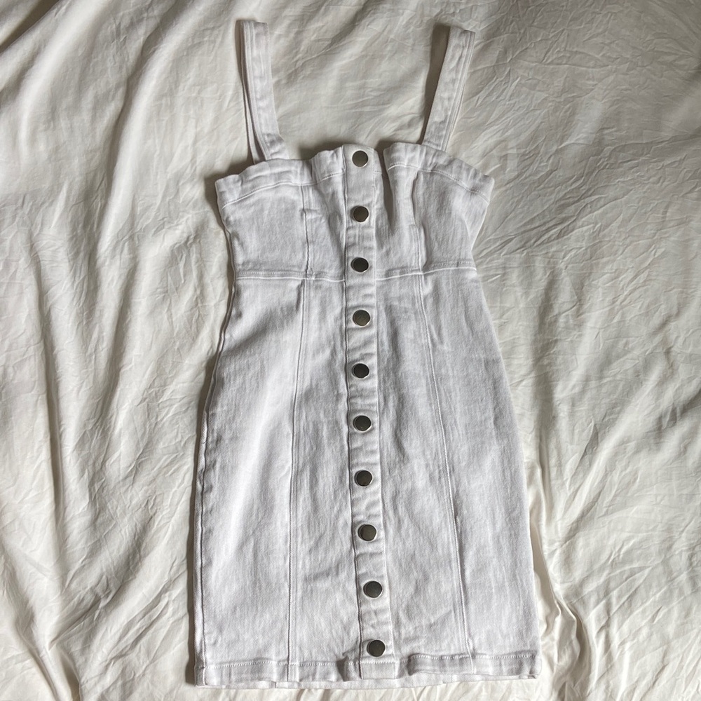 Windsor Ivory White Denim Button Down Mini Dress